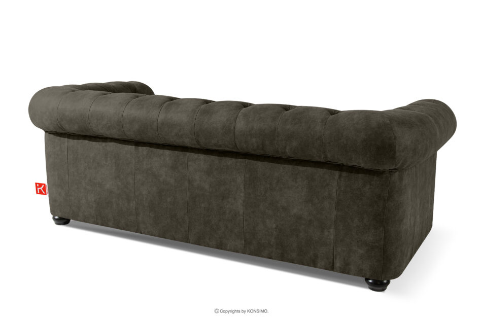 GRAVO Klasyczna sofa trzyosobowa chesterfield w ekoskórze grafitowy grafitowy - zdjęcie 3