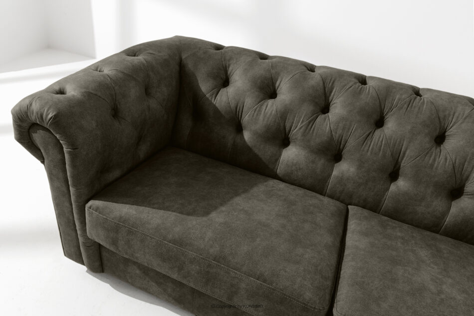 GRAVO Klasyczna sofa trzyosobowa chesterfield w ekoskórze grafitowy grafitowy - zdjęcie 4