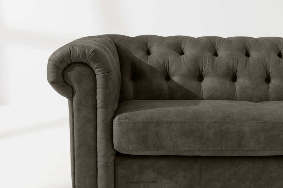 GRAVO Klasyczna sofa trzyosobowa chesterfield w ekoskórze grafitowy grafitowy - zdjęcie 6