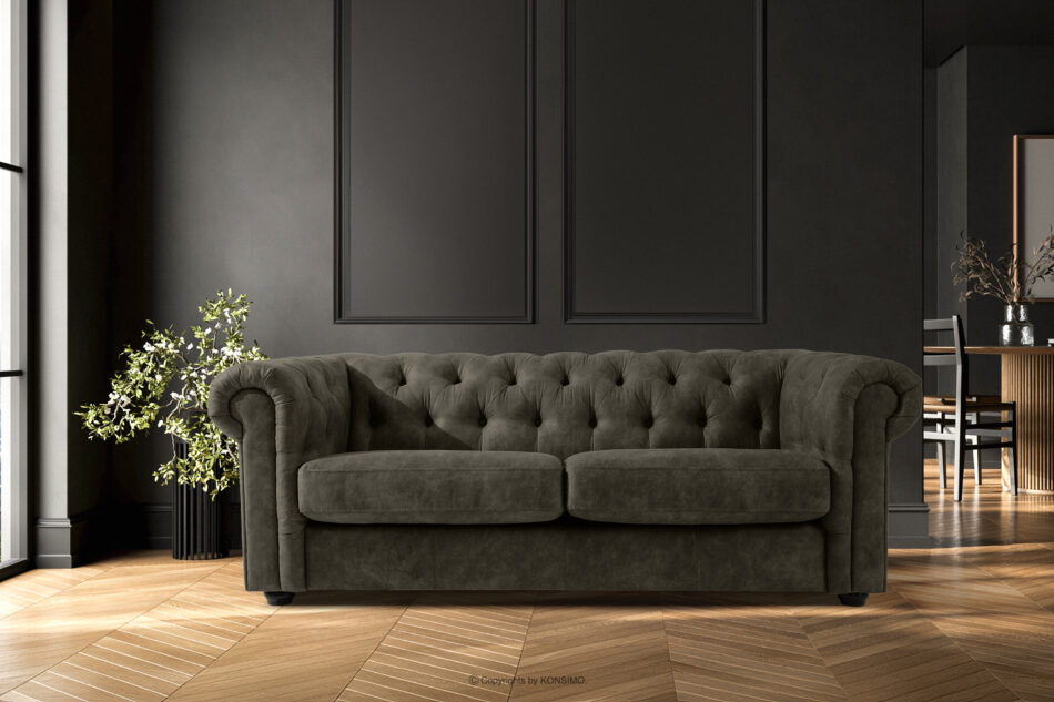 GRAVO Klasyczna sofa trzyosobowa chesterfield w ekoskórze grafitowy grafitowy - zdjęcie 9