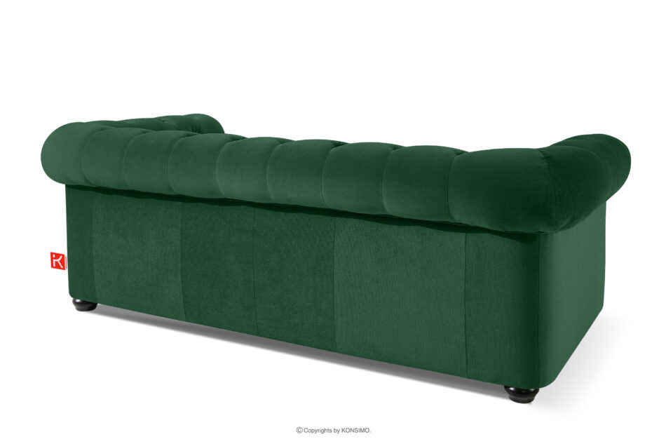 GRAVO Klasyczna sofa trzyosobowa chesterfield w welurze ciemny zielony ciemny zielony - zdjęcie 3