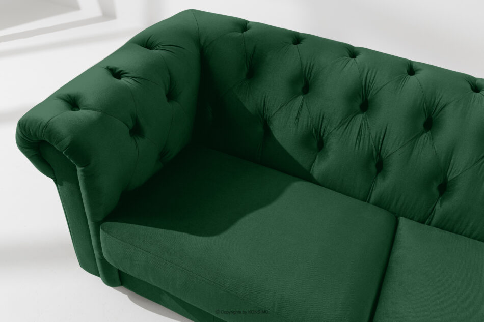 GRAVO Klasyczna sofa trzyosobowa chesterfield w welurze ciemny zielony ciemny zielony - zdjęcie 4