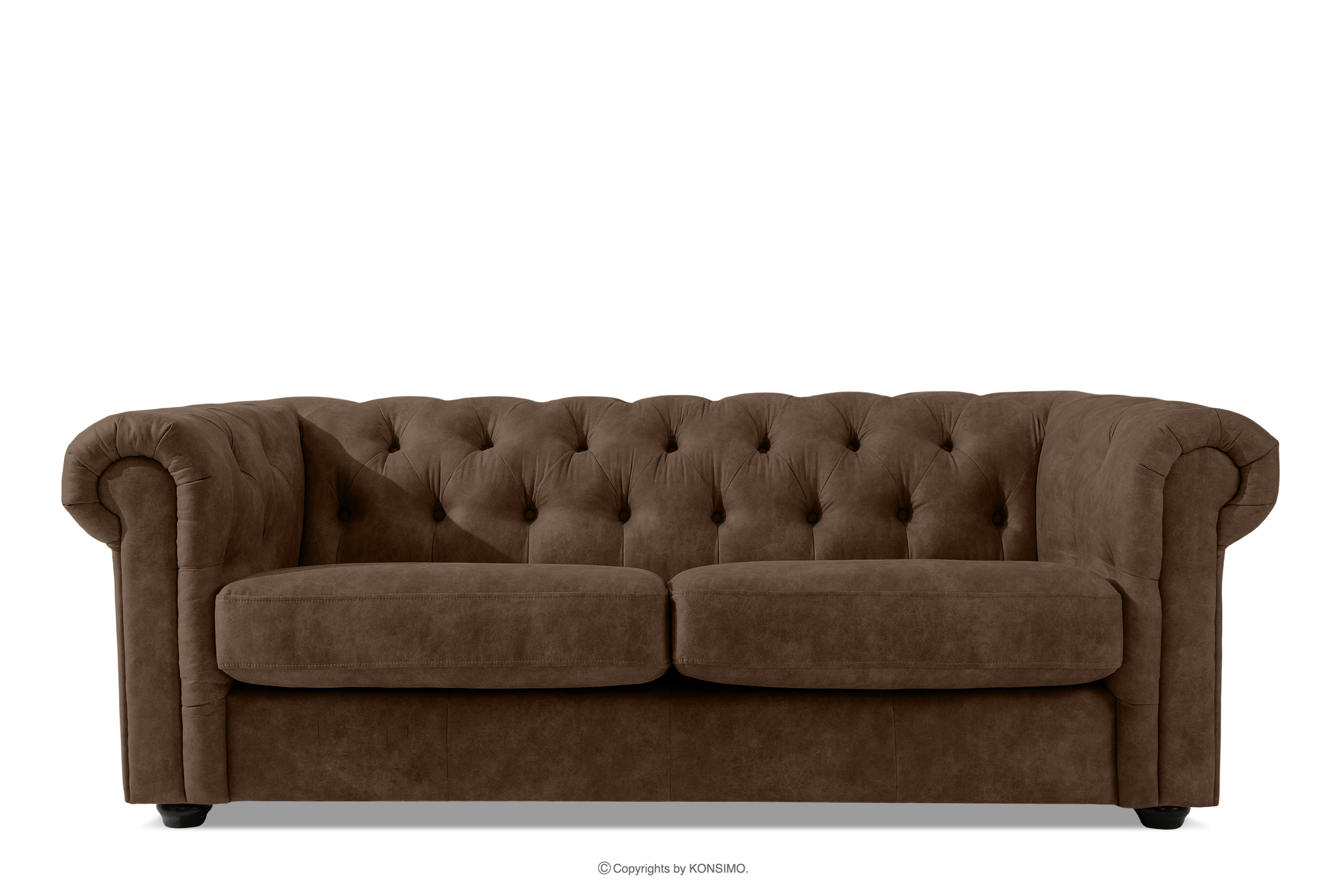 Sofa chesterfield w ekoskórze ciemny brązowy