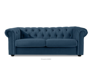 GRAVO, https://konsimo.pl/kolekcja/gravo/ Klasyczna sofa trzyosobowa chesterfield w welurze granatowy granatowy - zdjęcie