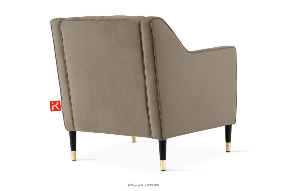 NOMUS Elegancki fotel do salonu w tkaninie welur beżowy beżowy - zdjęcie 3