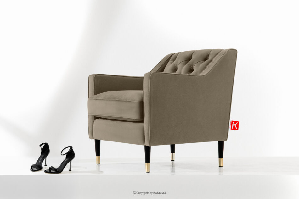 NOMUS Elegancki fotel do salonu w tkaninie welur beżowy beżowy - zdjęcie 8