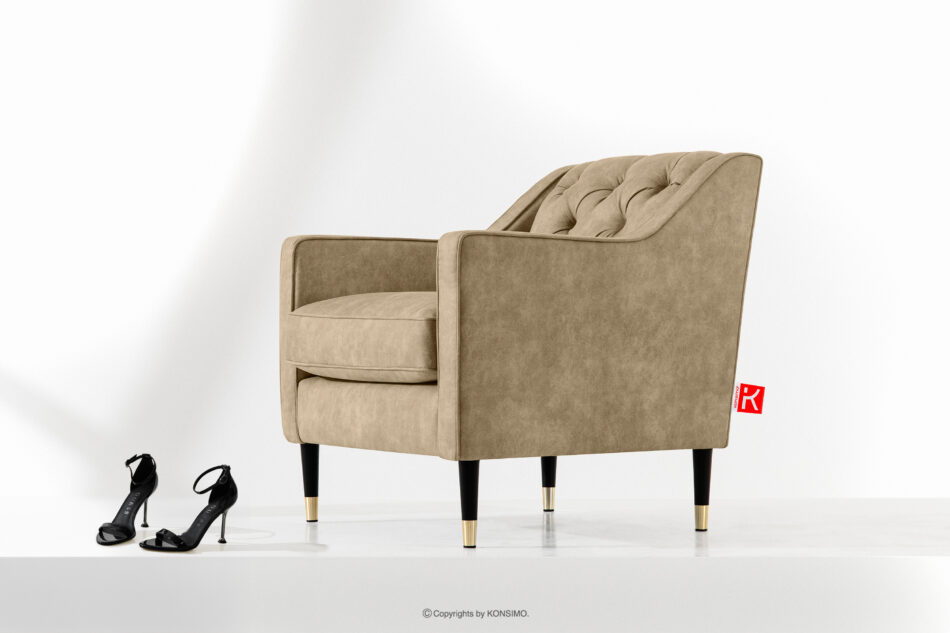 NOMUS Fotel w eleganckim stylu ekoskóra jasny beżowy jasny beżowy - zdjęcie 8