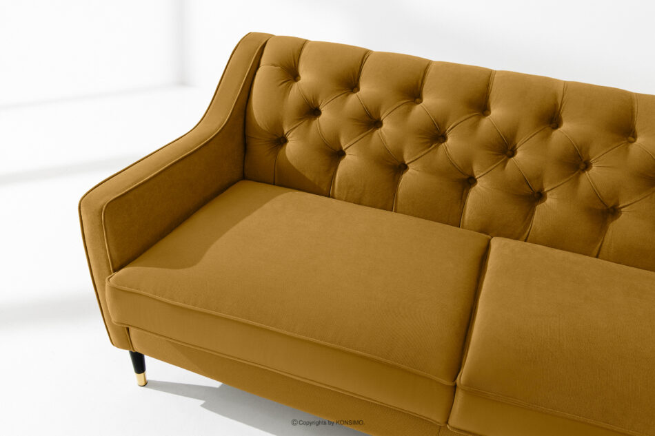 NOMUS Elegancka sofa dwuosobowa z pikowaniem w tkaninie welur żółty żółty - zdjęcie 8