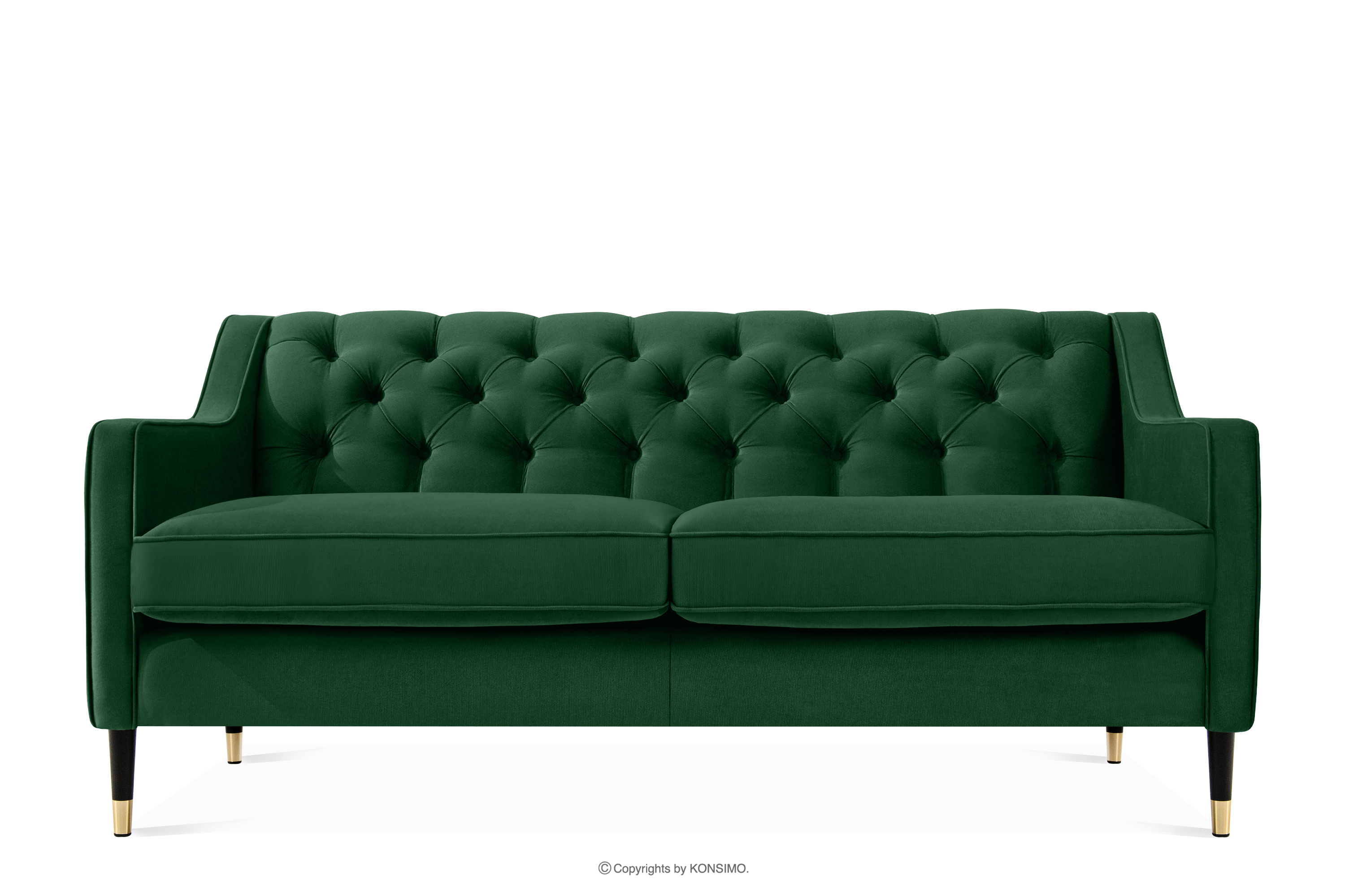 Elegancka sofa dwuosobowa z pikowaniem w tkaninie welur ciemny zielony