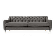 Elegancka sofa trzyosbowa welur z pikowaniem szary