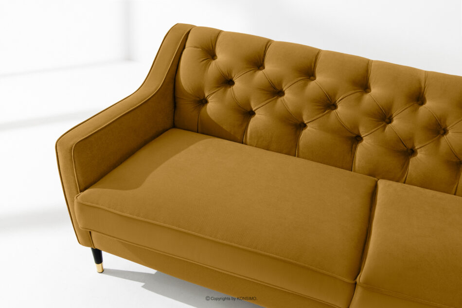 NOMUS Elegancka sofa trzyosbowa welur z pikowaniem żółty żółty - zdjęcie 8