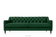Elegancka sofa trzyosbowa welur z pikowaniem ciemny zielony