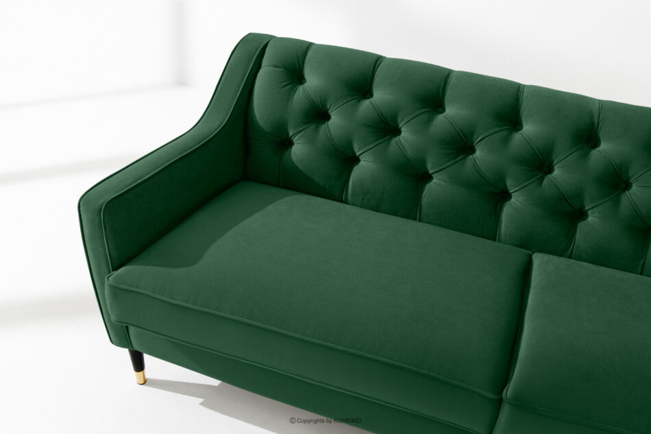 NOMUS Elegancka sofa trzyosbowa welur z pikowaniem ciemny zielony ciemny zielony - zdjęcie 8