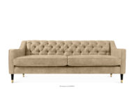 Sofa trzyosobowa w eleganckim stylu z pikowaniem ekoskóra jasny beżowy