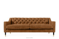 Sofa trzyosobowa w eleganckim stylu z pikowaniem ekoskóra rudy