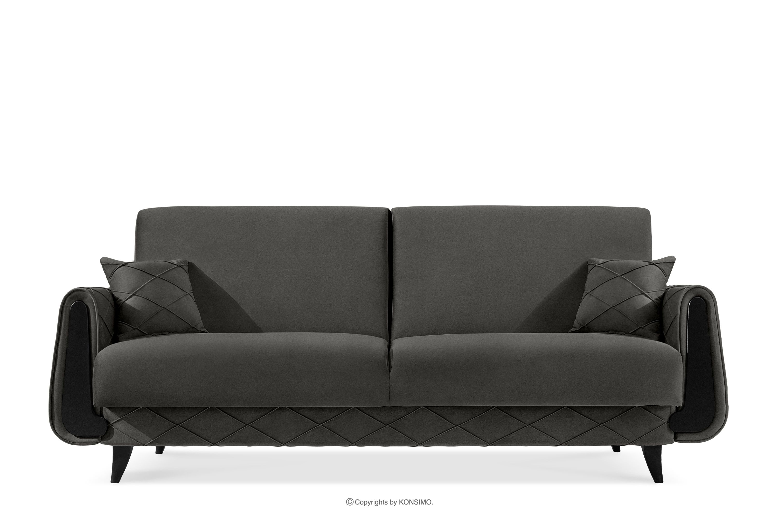 Sofa rozkładana welur w stylu elegant antracytowy