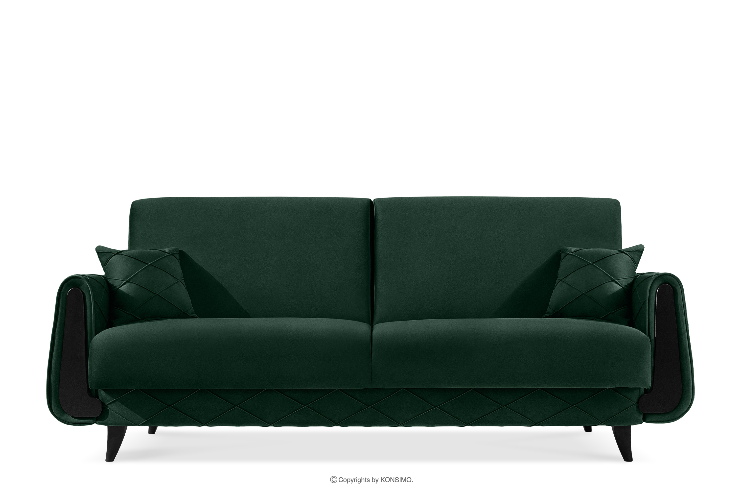 Sofa rozkładana welur w stylu elegant ciemny zielony