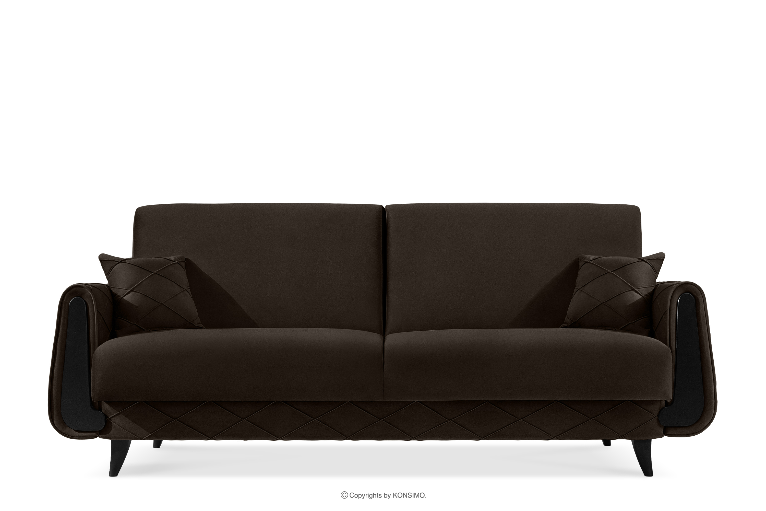 Sofa rozkładana welur w stylu elegant brązowy