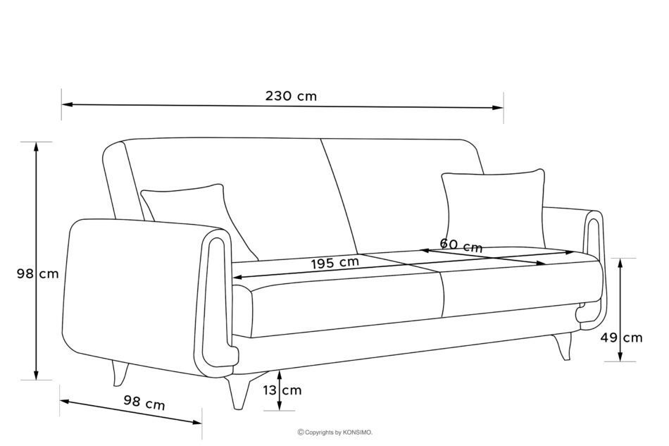 GUSTAVO III Sofa rozkładana welur w stylu elegant antracytowy antracytowy - zdjęcie 14