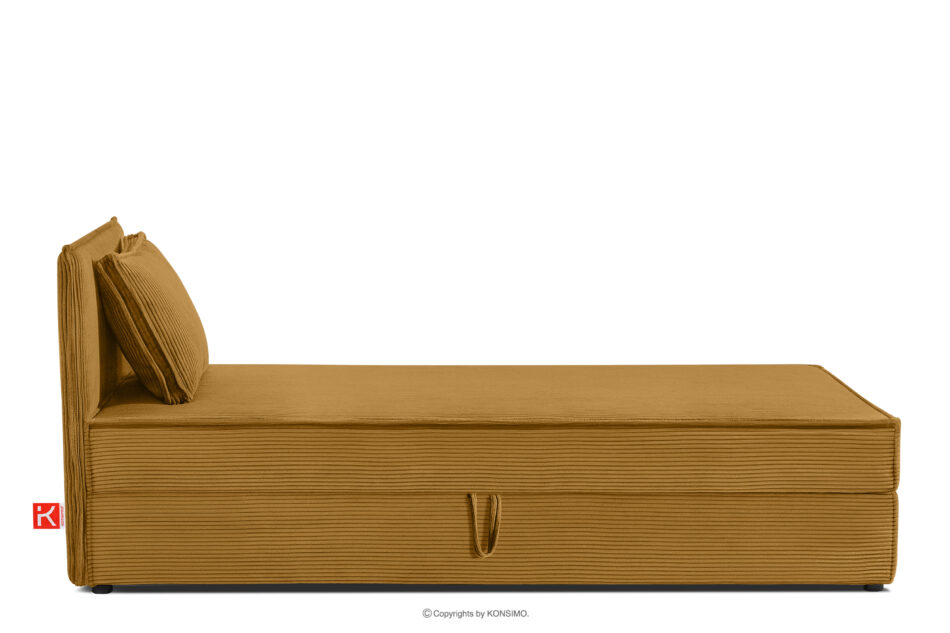 ROTI Łóżko jednoosobowe 80 cm w tkaninie sztruks żółty żółty - zdjęcie 3