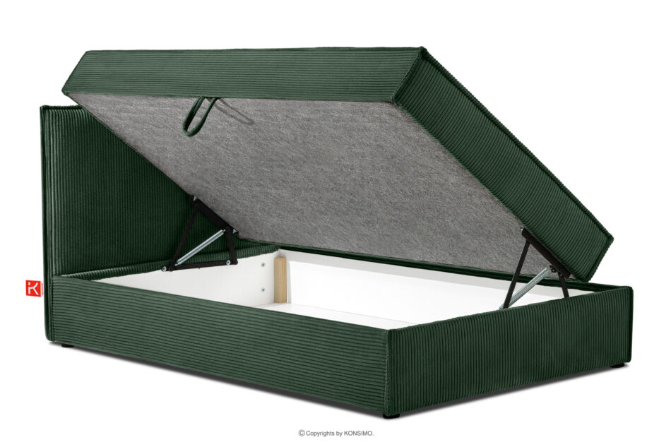ROTI Łóżko jednoosobowe 90 cm w tkaninie sztruks ciemny zielony ciemny zielony - zdjęcie 5