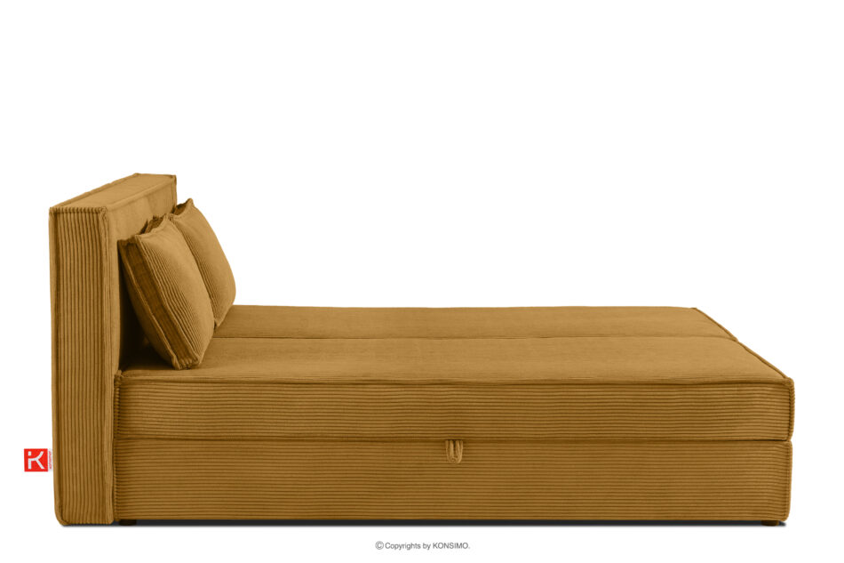ROTI Łóżko kontynentalne z toperem 140 cm w tkaninie sztruks żółty żółty - zdjęcie 4