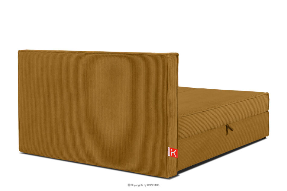 ROTI Łóżko kontynentalne z toperem 140 cm w tkaninie sztruks żółty żółty - zdjęcie 5
