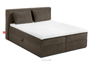 ROTI, https://konsimo.pl/kolekcja/roti/ Łóżko kontynentalne z toperem 140 cm tkanina sztruks brązowy brązowy - zdjęcie