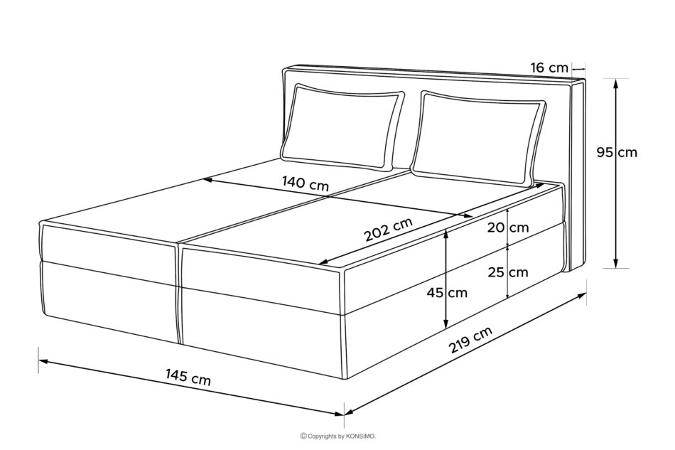 ROTI Łóżko kontynentalne z toperem 140 cm tkanina sztruks rudy rudy - zdjęcie 16