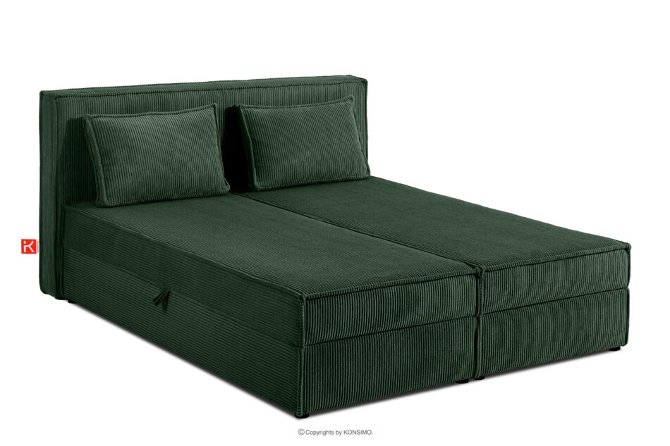 ROTI Łóżko dwuosobowe 160 cm w tkaninie sztruks ciemny zielony ciemny zielony - zdjęcie 2
