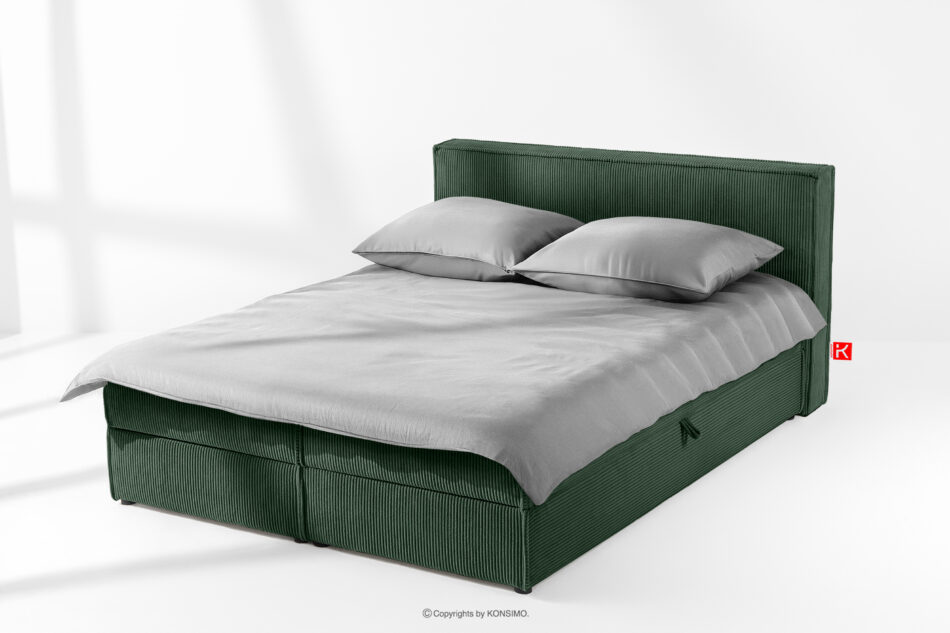 ROTI Łóżko dwuosobowe 160 cm w tkaninie sztruks ciemny zielony ciemny zielony - zdjęcie 1