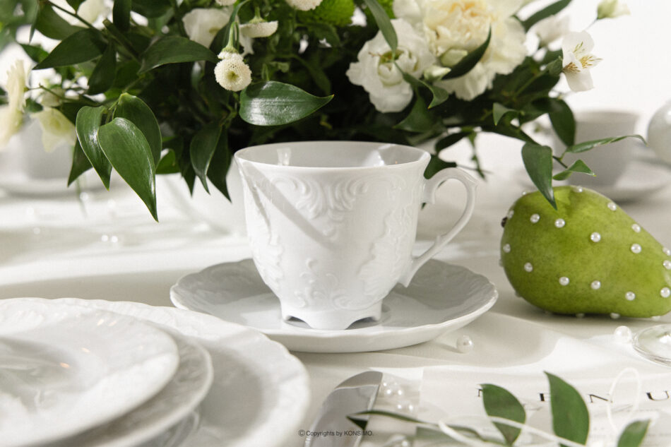 ROCOCO MARIA Filiżanka do herbaty z porcelany biały biały - zdjęcie 1