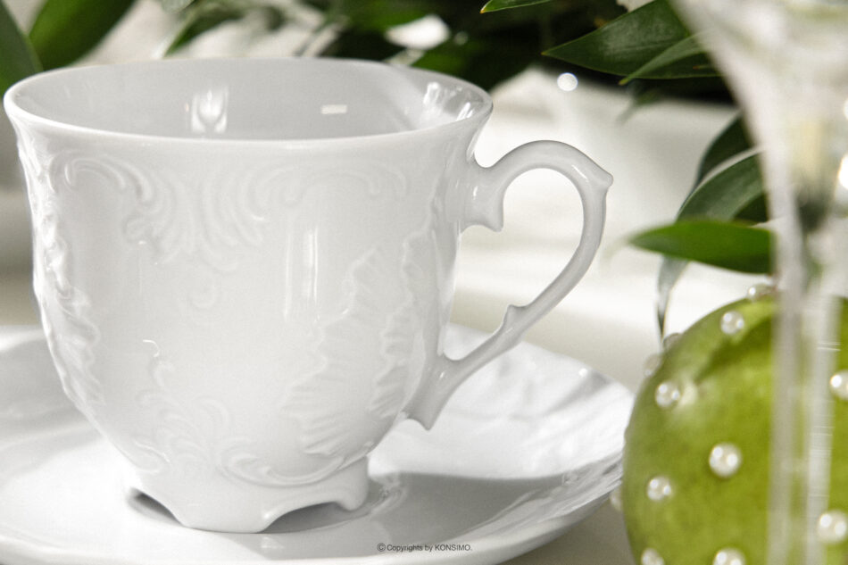 ROCOCO MARIA Filiżanka do herbaty z porcelany biały biały - zdjęcie 6