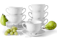 Bulionówka ze spodkiem 6 szt. z porcelany biały