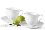 Filiżanka do herbaty ze spodkiem 2 szt. z porcelany biały