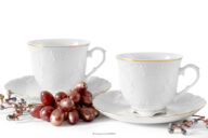 Filiżanka ze spodkiem z porcelany złota linia 2 szt.