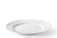 Talerz deserowy klasyczny z porcelany biały/złota linia
