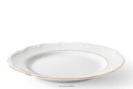 Talerz obiadowy klasyczny z porcelany biały/złota linia