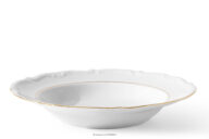 Talerz głęboki klasyczny z porcelany biały/złota linia