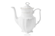 Imbryk klasyczny z porcelany biały/złota linia