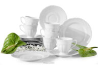 Klasyczny zestaw kawowy z porcelany 6 os. (18 el.) biały
