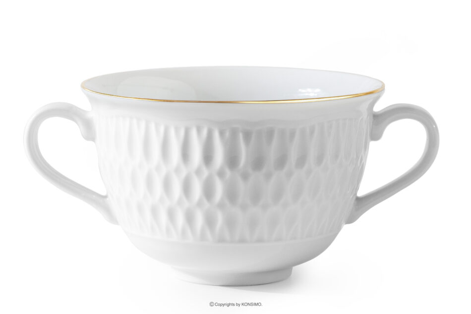 SOFIA ZŁOTA LINIA Bulionówka z porcelany złota linia biały/złoty - zdjęcie 0