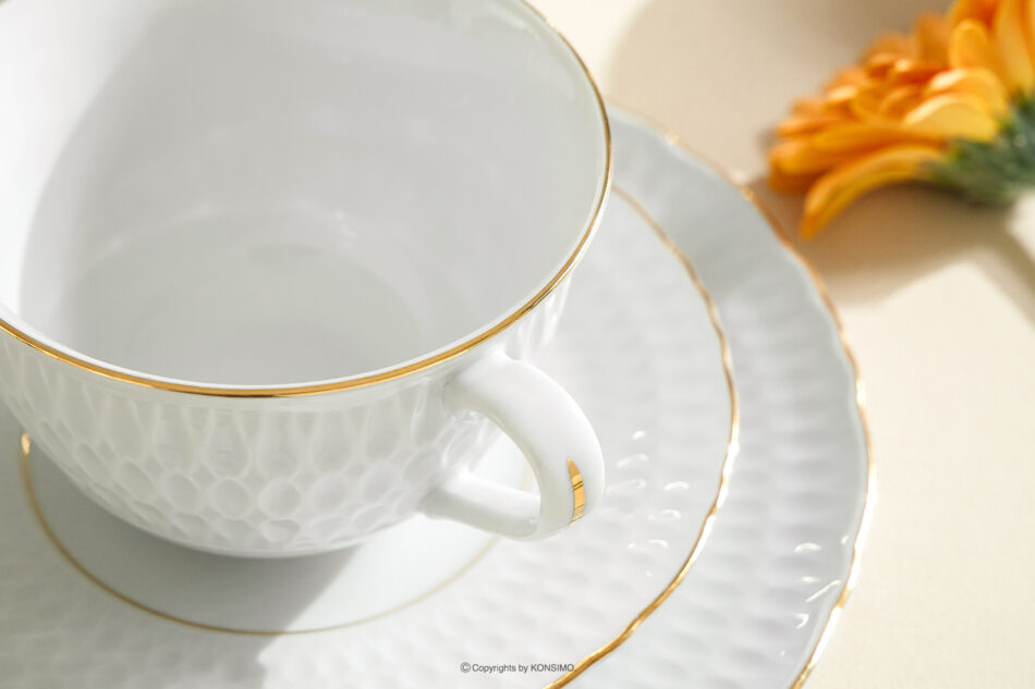 SOFIA ZŁOTA LINIA Bulionówka z porcelany złota linia biały/złoty - zdjęcie 5