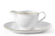 Sosjerka ze spodkiem z porcelany biała