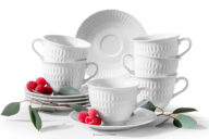 Filiżanka ze spodkiem z porcelany biały 6 szt.