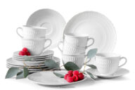 Elegancki zestaw kawowy z porcelany biały 6 os. (18 el.)