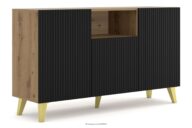 Komoda nowoczesna z lamelami dąb artisan/czarny