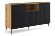 Komoda na nóżkach nowoczesna z lamelami dąb artisan/czarny