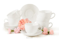 Filiżanka do kawy ze spodkiem twarda porcelana 6 szt. ecru