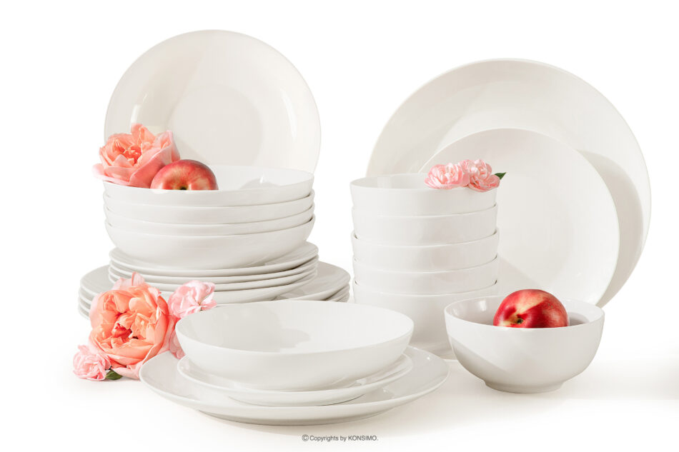 AD BELLA Zestaw obiadowy twarda porcelana 6 os. (24 el.) ecru ecru - zdjęcie 0